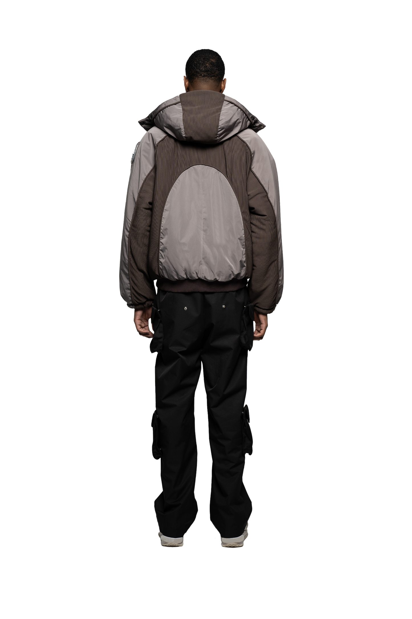 Hooded Bomber Jacket - Brown