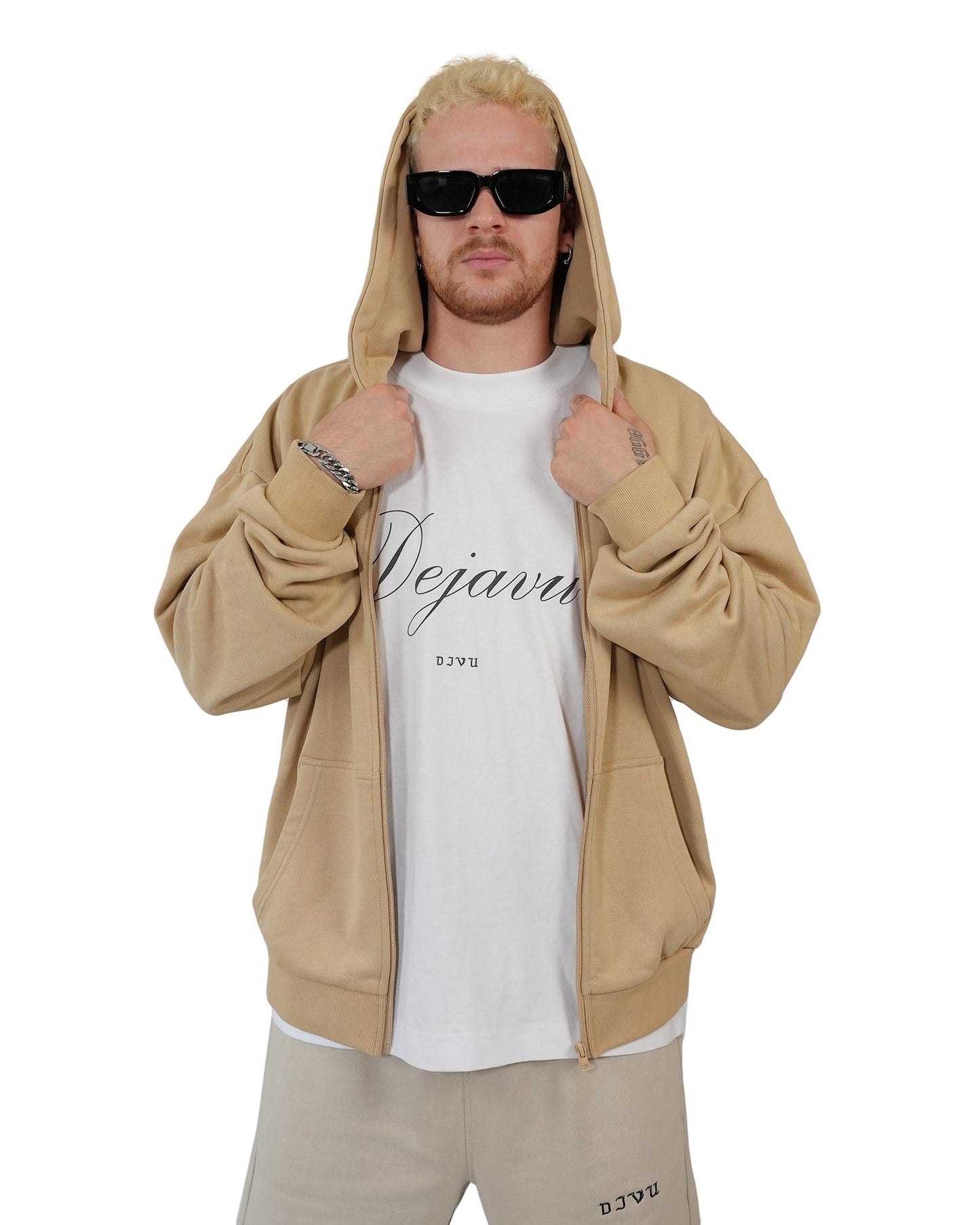 DEJAVU HARVEST ZIP HOODIE BEIGE