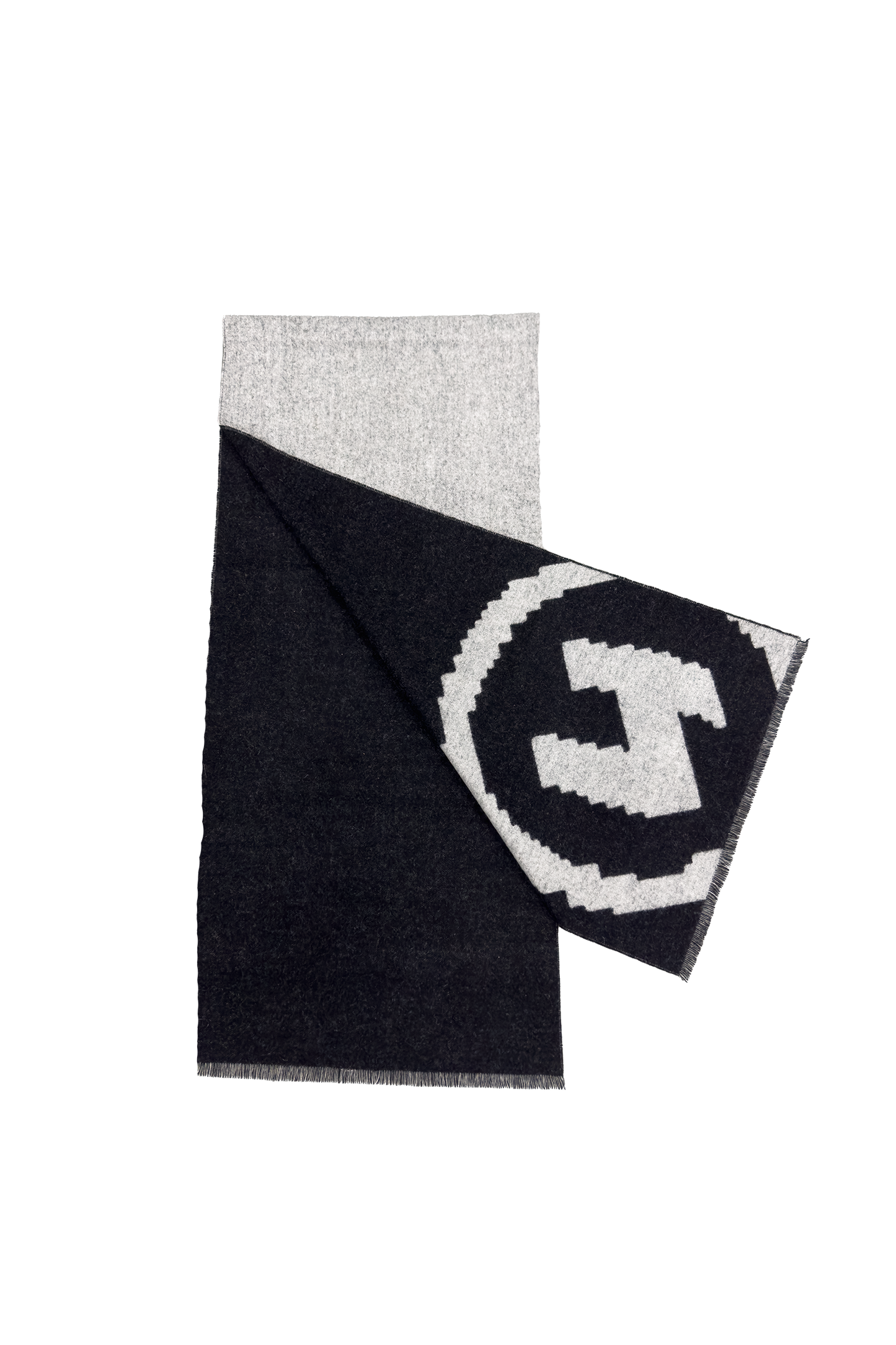 Scarf with Circle Logo - Black/White