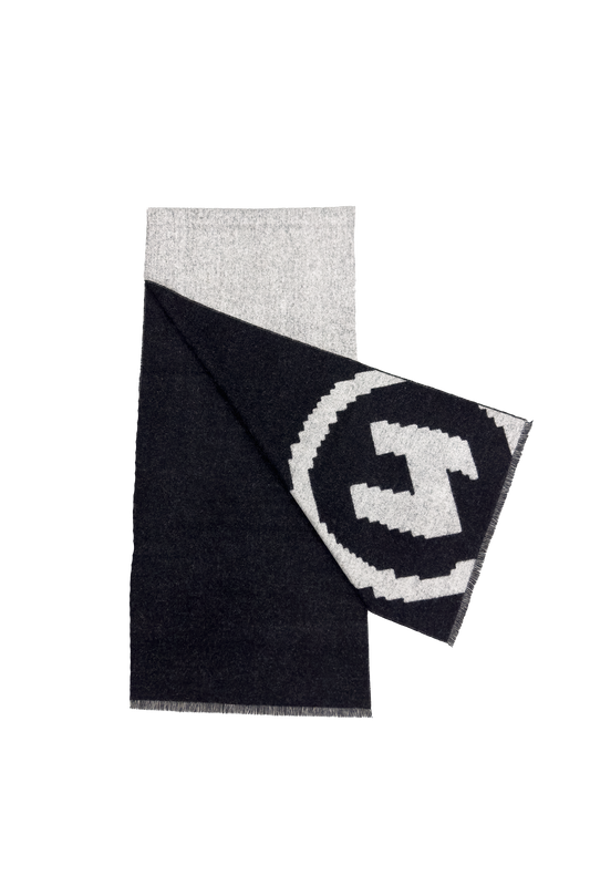 Scarf with Circle Logo - Black/White