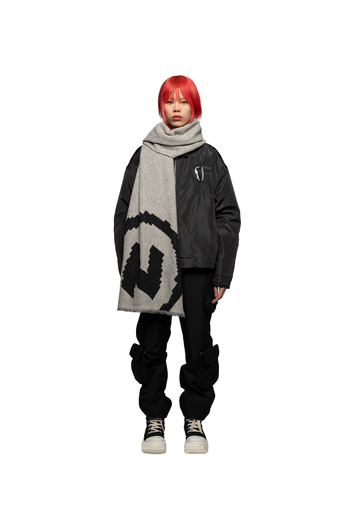 Scarf with Circle Logo - Black/White